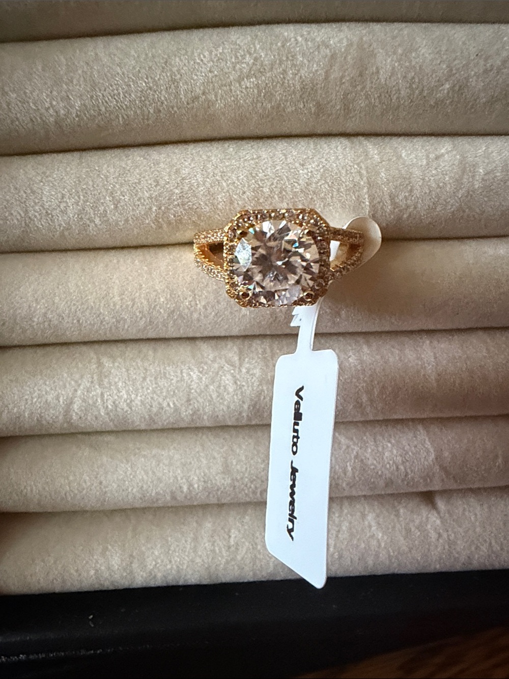 18K Gold plated over Sterling Silver Ring with 3K moissanite stone ring